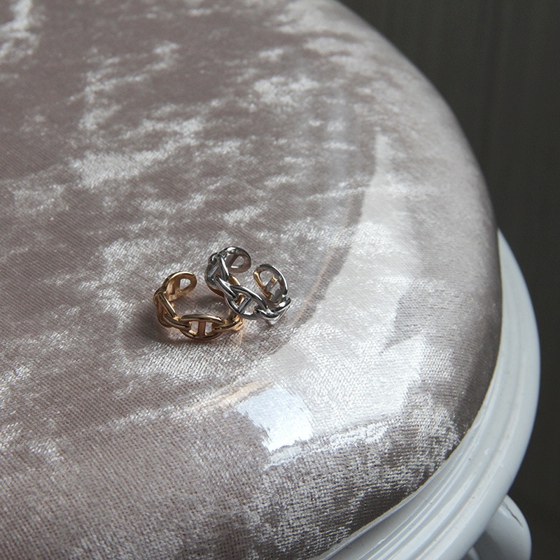 SHANICE 925 Sterling Silver Open Ring Gold Silver Color Chunky Chain Rings Link Twisted Geometric Rings for Women