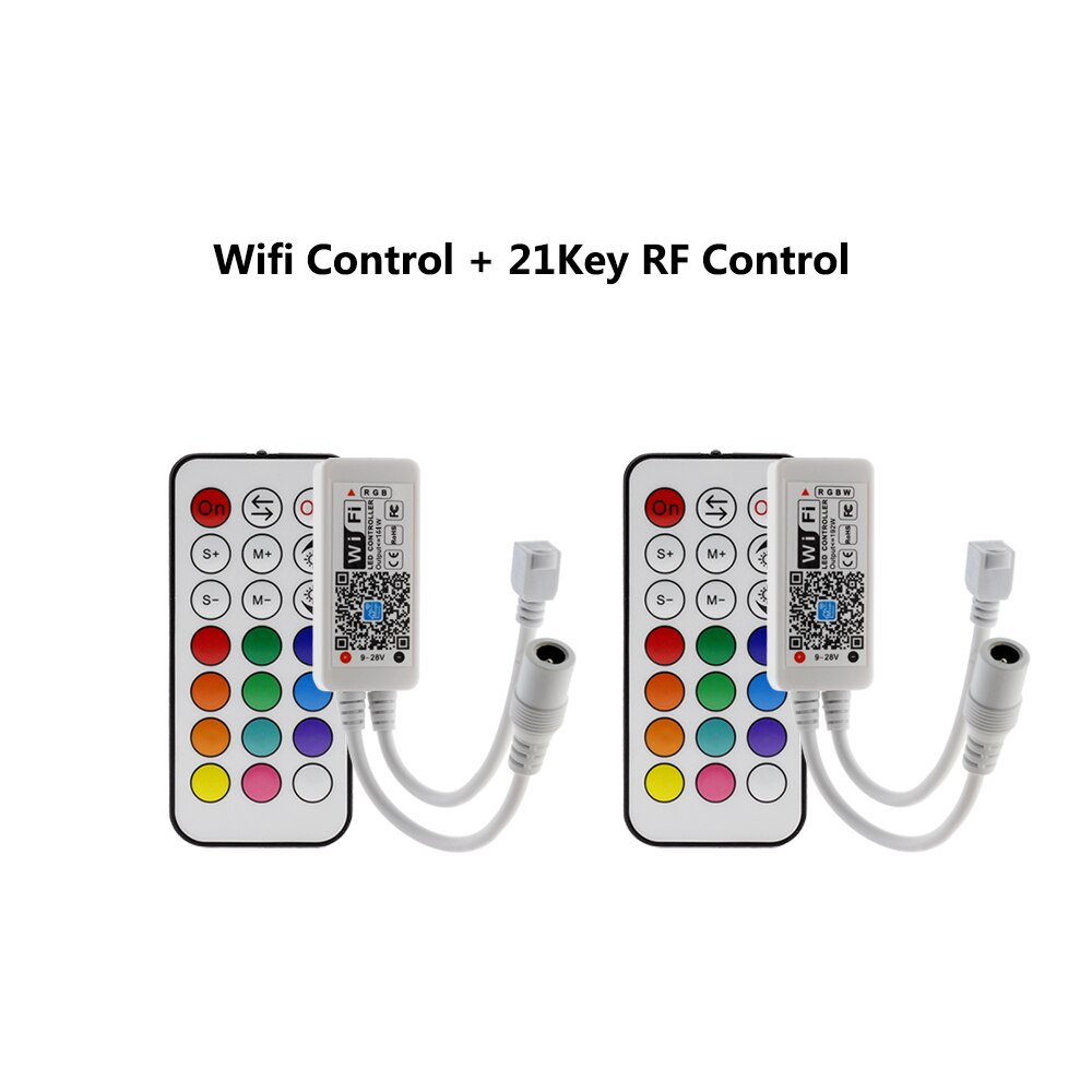 Wifi rgb / rgbw ledet kontroller mini  dc12v med 24 nøkkel ir  / 21 nøkkel rf fjernkontroll til rgb / rgbw ledet stripe smart telefon app kontroll