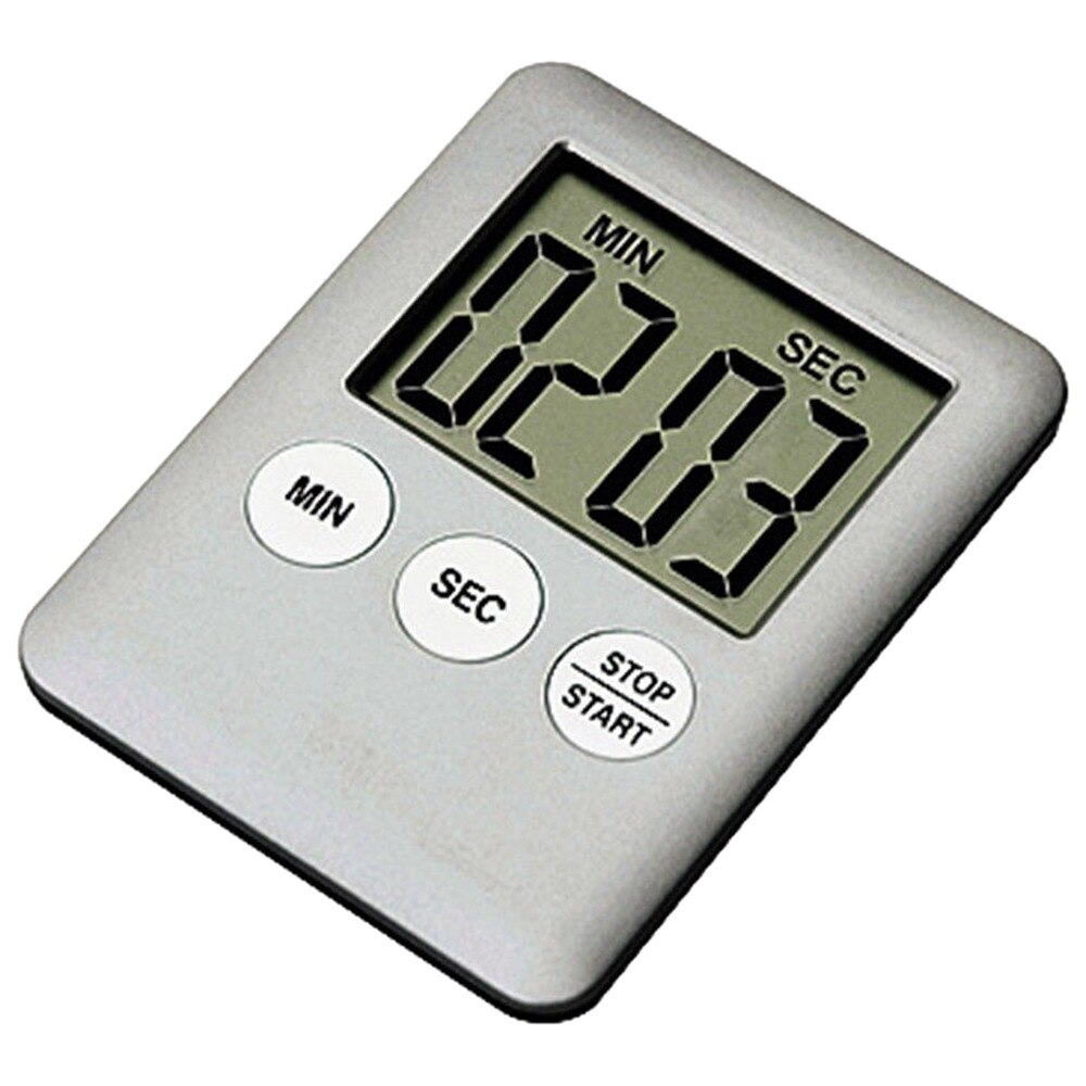 Magnet Kitchen Cooking Timers LCD Digital Screen Kitchen Timer Square Cooking Timer Count Up Countdown Alarm #Y5: Sliver