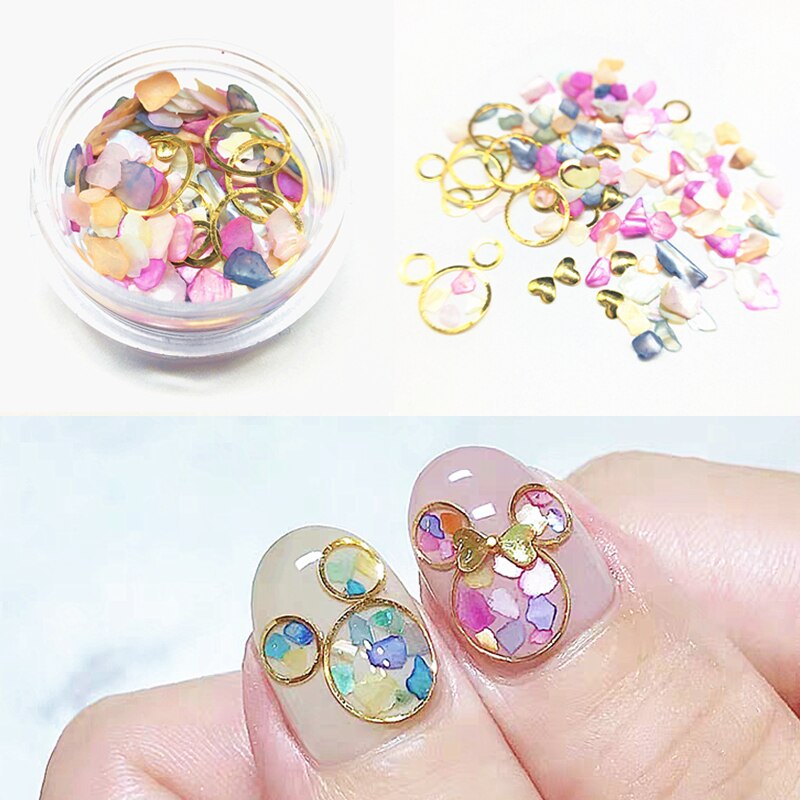 1 doos muis metaal 3d nageldecoraties gedroogde bloemen bedels dieren nagel paillette hart accessoires schelp manicure japans: 5