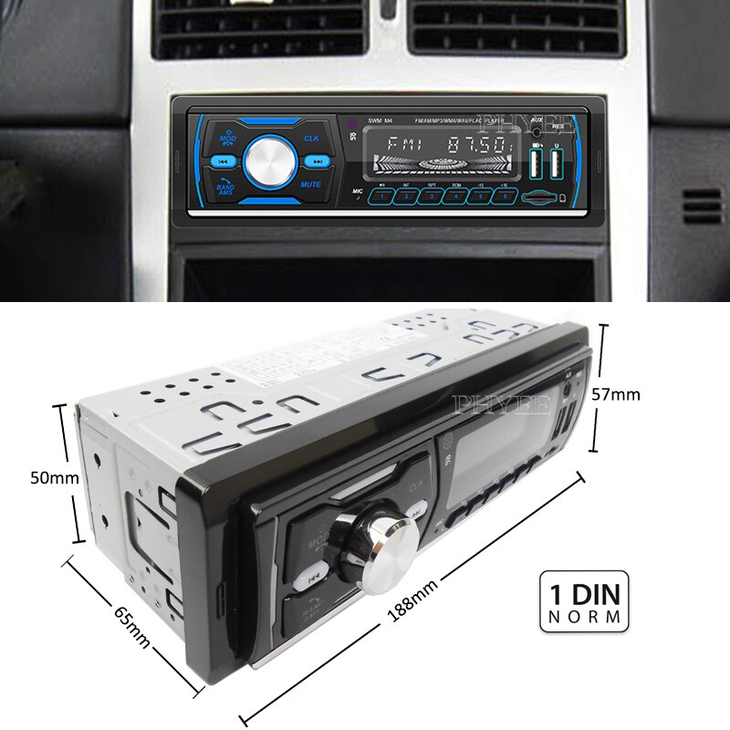 1 Din Autoradio Dab Plus Rds Bluetooth MP3 Audio Speler A2DP Handsfree Fm Am Tf Usb Iso Multi Kleur verlichting Head Unit Phyee M4