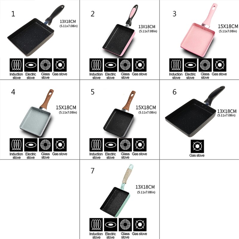 Nonstick retangulær omelet pande tamagoyaki ægpande til komfur og induktion  j0pd