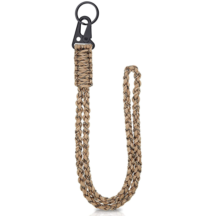 Heavy Duty Paracord Lanyard Keychain 7 Core Neck Lanyard for Outdoor Necklace Keychain Lanyard Braided with Metal Clip Key Ring: black