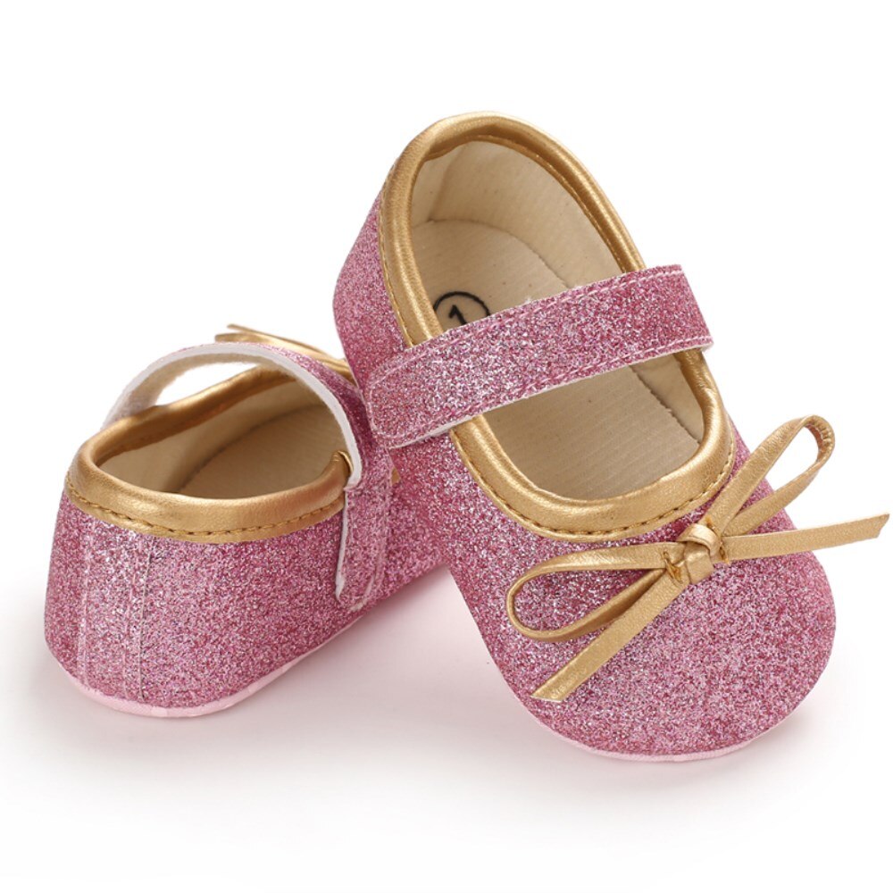 Barn bebis flickor bling paljetter första rullator skor söta barn skor för flickor födelsedag julfest skor: Rosa / 13-18 månader