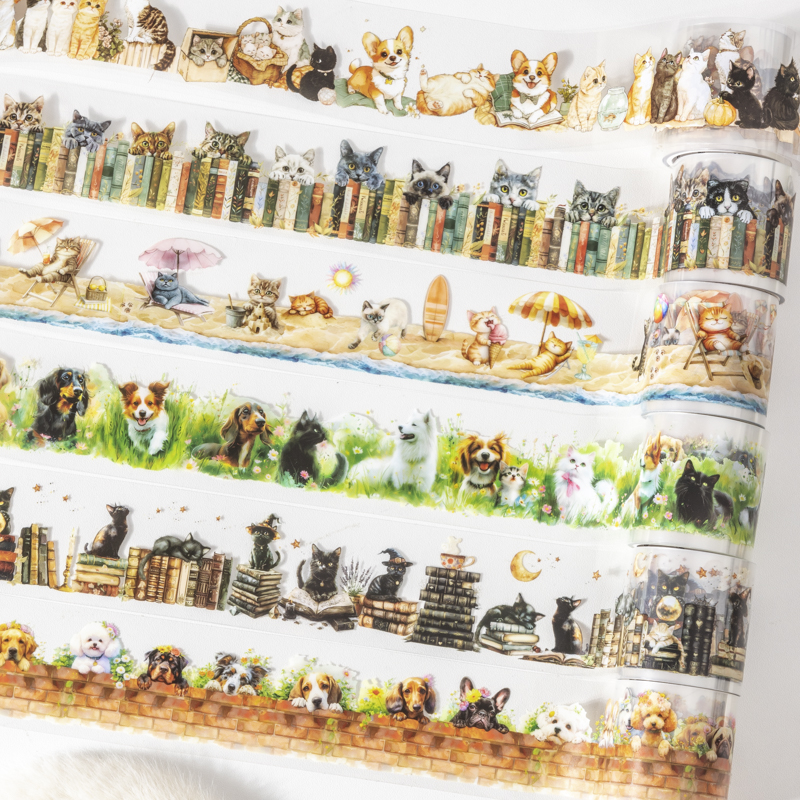 Journal GO-Cinta para diario de animales de dibujos animados, 4x200cm, pegatina bonita para mascotas, tarjeta de Collage decorativa, cinta adhesiva para álbum de recortes DIY