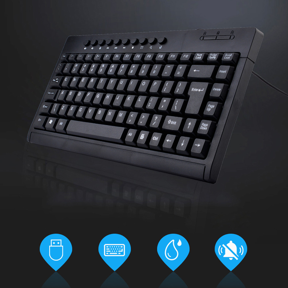 CARPRIE Wired Mini USB Keyboard Ergonomic and stylish Waterproof Keyboard For Laptop Desktop