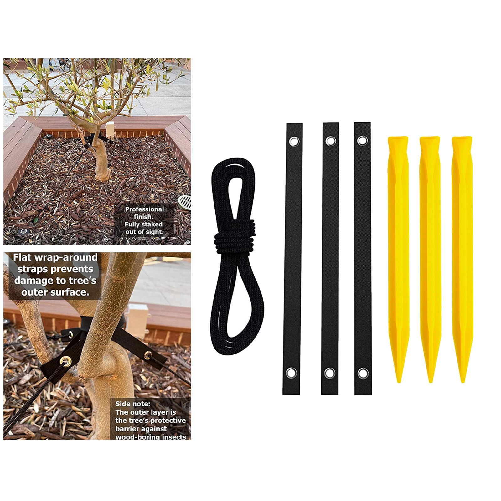 Professionele Boom Stake Kit Verankering Kit Duurzame Materialen Voor Jonge Bomen: yellow