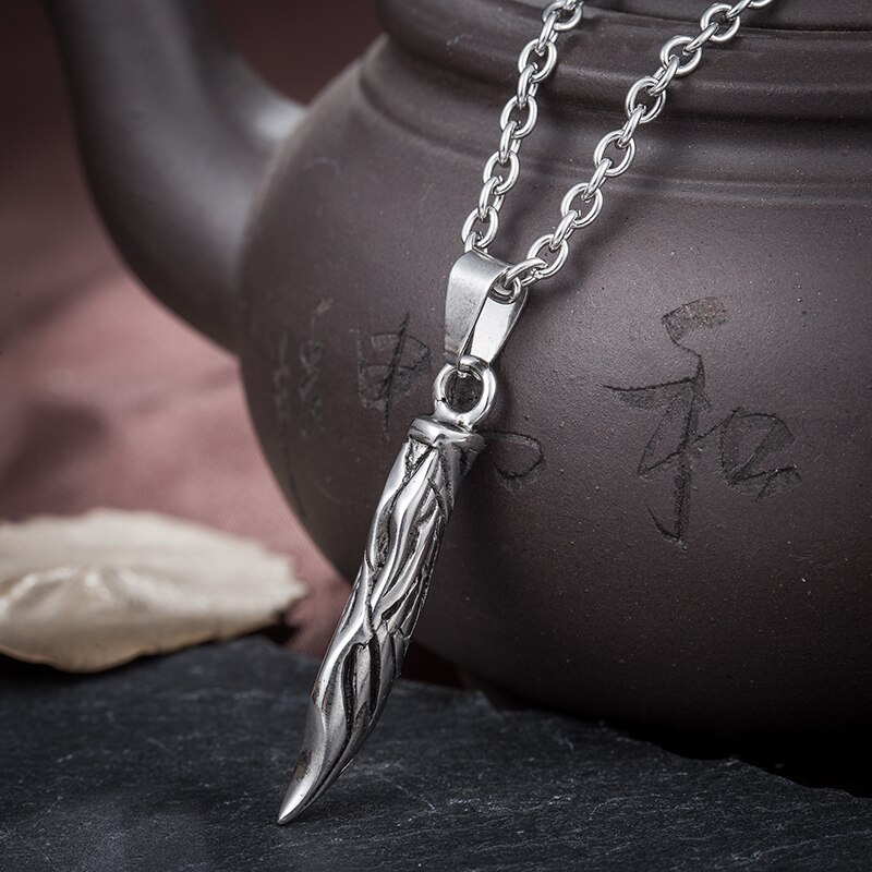 Heren Rvs Ketting Antieke Tribal Wolf Fang Tooth Hanger Vintage Wolf Tand Draak Titanium Hanger Ketting