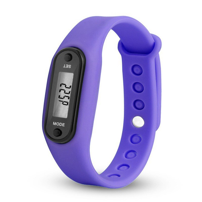 Podómetros de banda de silicona LCD Digital para muñeca, para correr, pisar, para adulto, deporte, Fitness, multifuncional, para caminar, contador de distancia: Púrpura