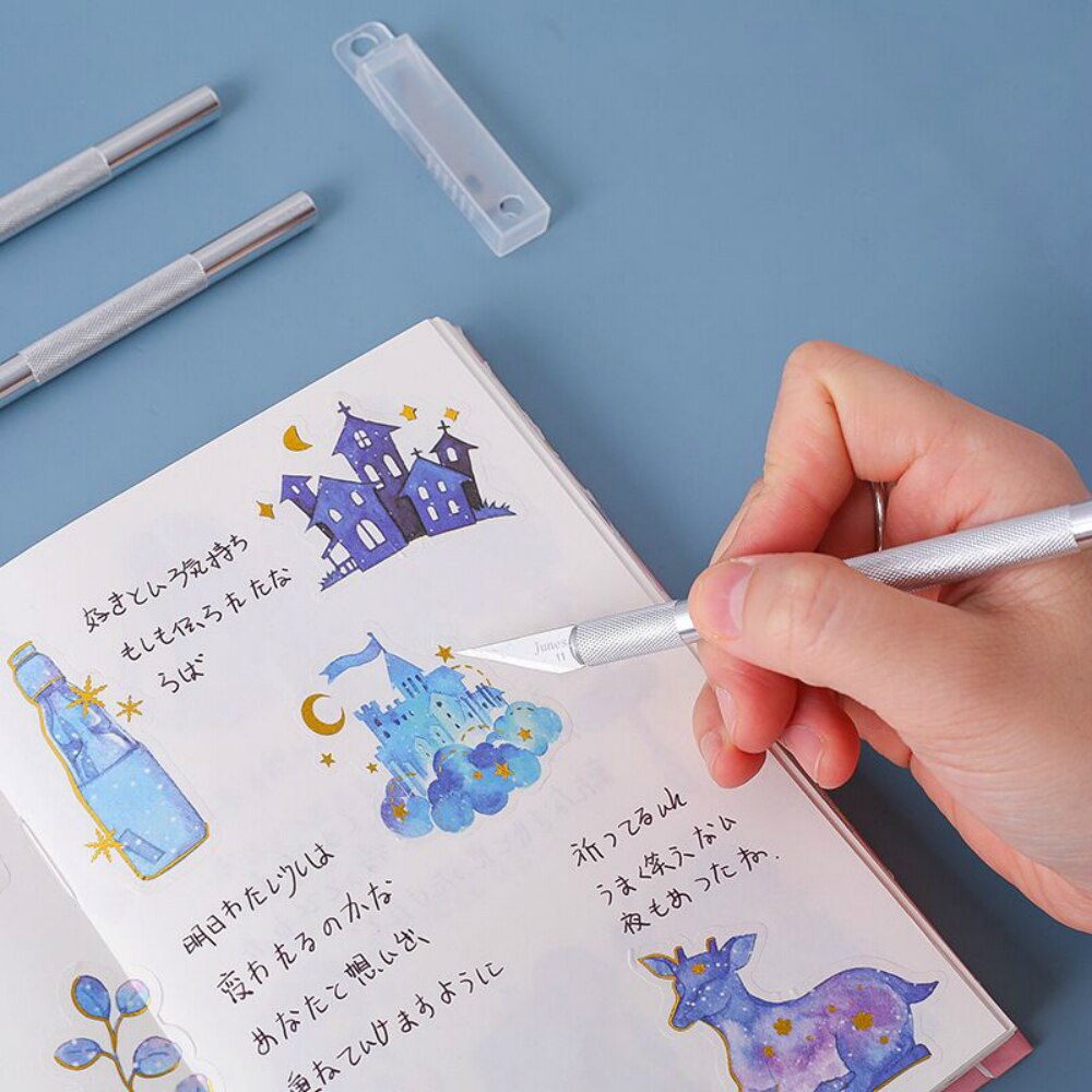 Juego de cuchillos de acero para manualidades, cortador de papel, pluma, bisturí, cuchillas de grabado para manualidades, dibujo, herramientas de mano de reparación, suministro de arte, 1 Juego