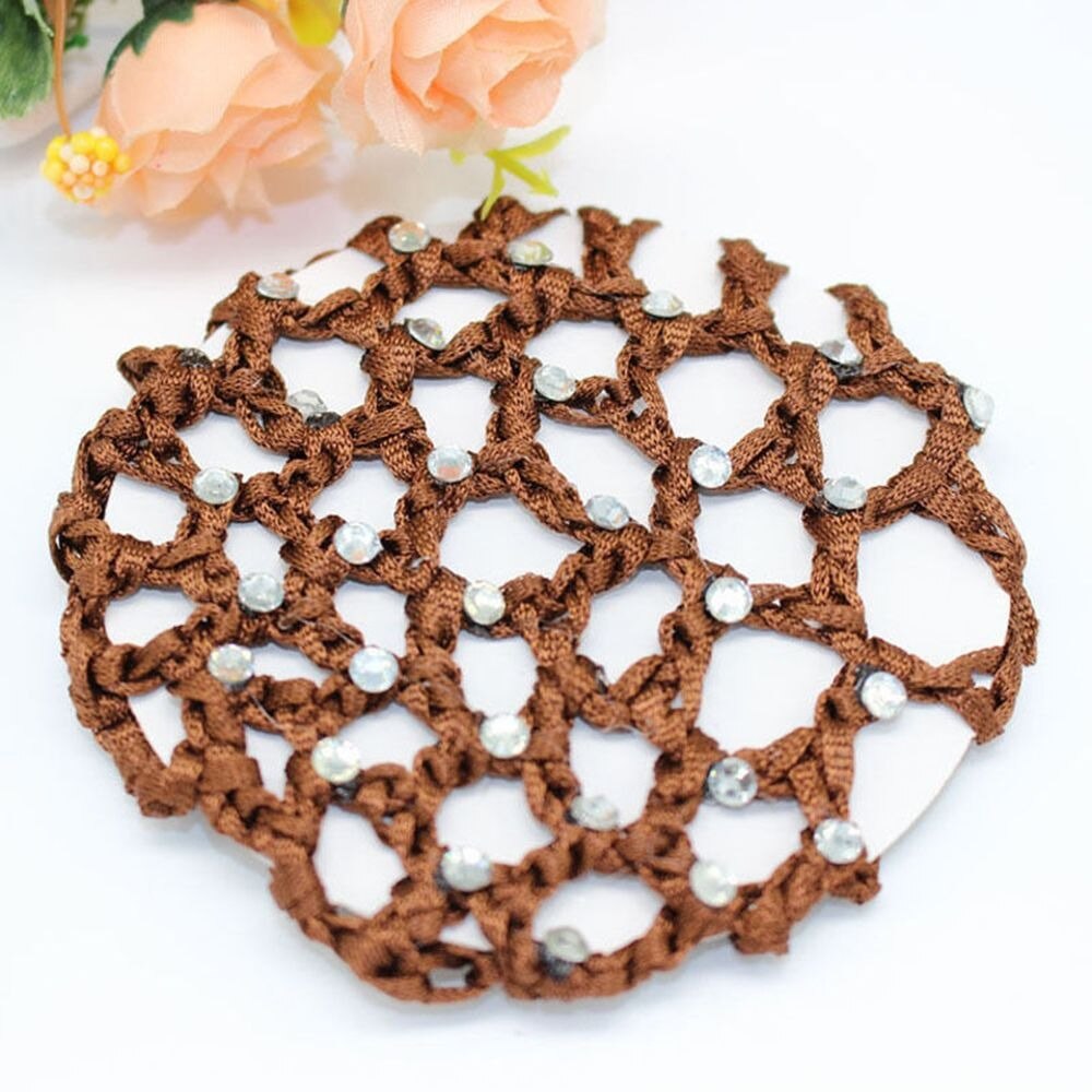 1Pc Hair Accessories Headwear Mesh Women Hair Bun Cover Snood Pearl Ballet Dance Skating Net Skating Crochet for Woman