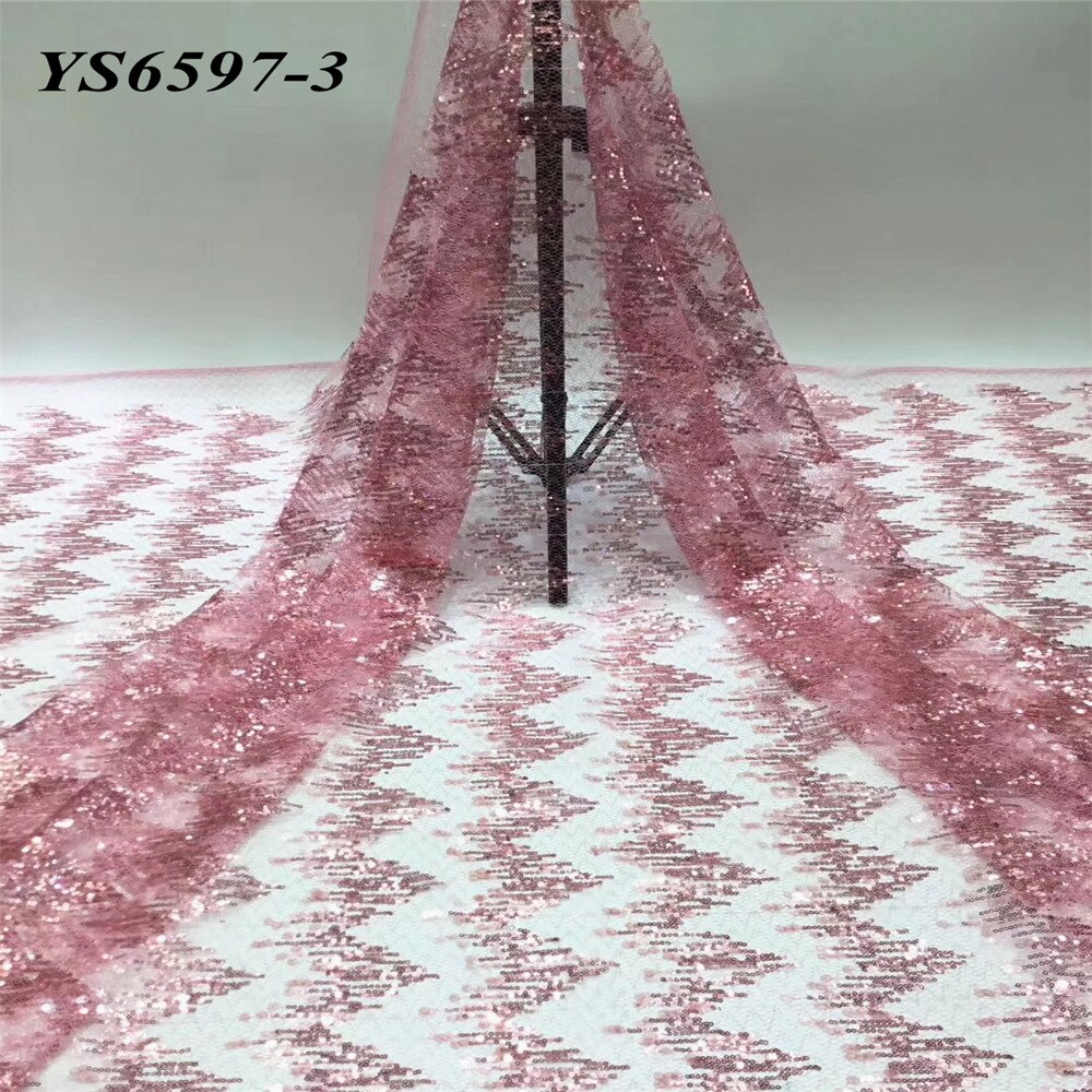Bright red wavy transparent mesh cloth is shining 5 yards french net lace wedding dress