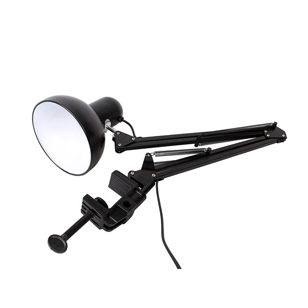 Hjem eu oss plugg fleksibel svingarm klemmemontering lampe kontor studio  e27/e26 pære bord svart skrivebordslys  ac85-265v ledet pære lamper