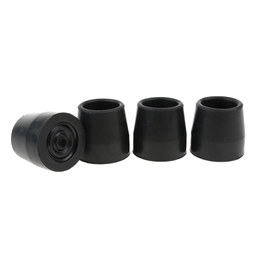 4 Pcs Walking Stick Ferrules Rubber Anti-slid Crutch Rubber Cane Replacement Tips Stability: Black