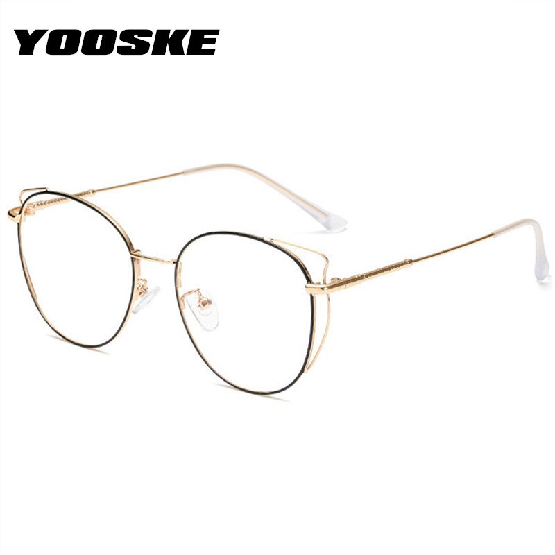 Gafas YOOSKE Anti Blue Light Cat Eyes monturas ópticas redondas de Metal gafas para mujeres y hombres