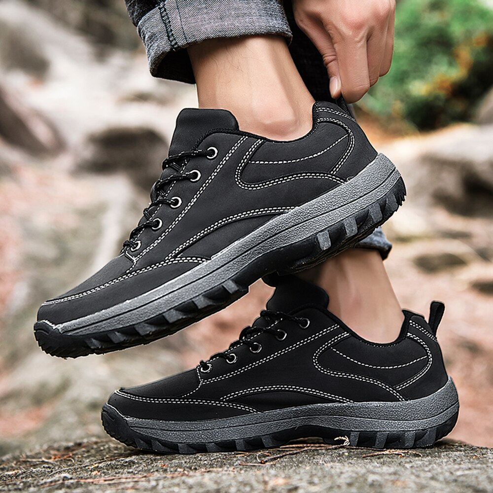 Botas de segurança de couro grande tamanho homem caterpillar botas casuais sapatos de outono plataformas masculino calçado de escalada baixo superior apartamentos