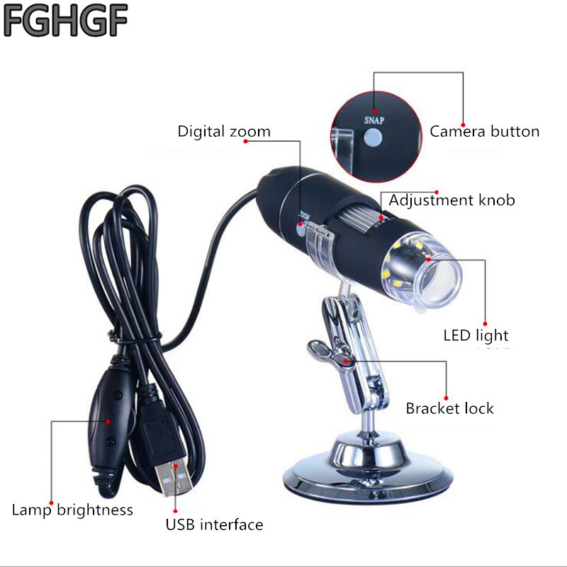 FGHGF SR4 500X Magnifying Glass Handheld Microscope Skin Hair Repair Tool USB Camera Digital Microscope Electronic Magnifier