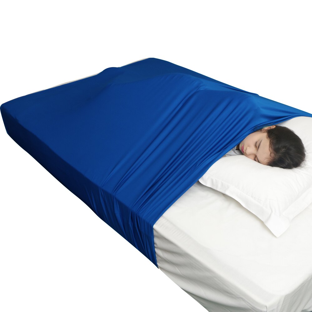 Sovemuffe sanseark til børn kompression alternativ til vægtede tæpper, hjælper med at øge roen og komforten, åndbar: Blå