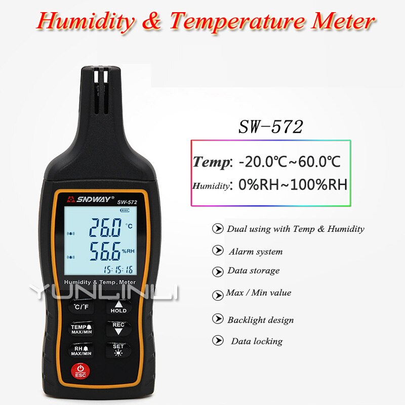 Handheld Digital High-sensitivity Digital Temperature / Hygrometer Industrial High-precision Temperature / Hygrometer SW-572