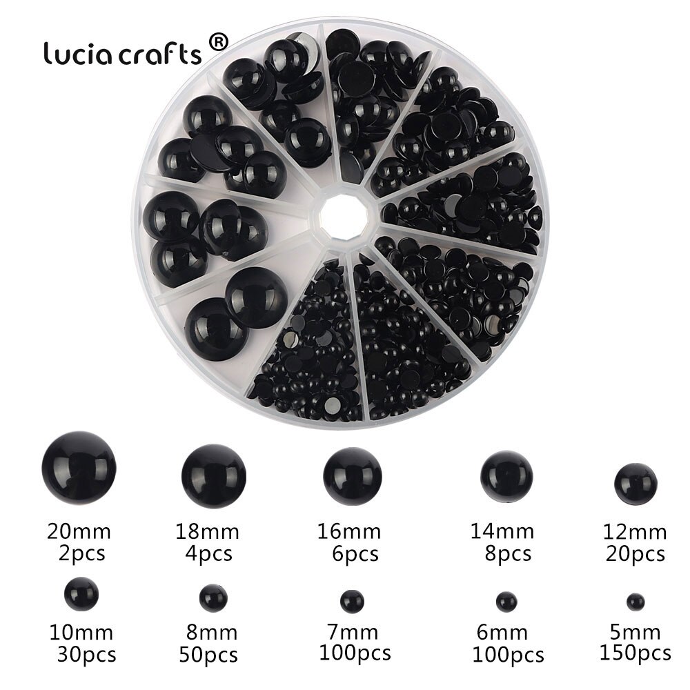 5-20mm Half Round Pearls Plastic Black Beads Flatback Resin Pearl Glue On Rhinestones Beads Nail Art Crafts Diy Decoration K1011: C7 358pcs
