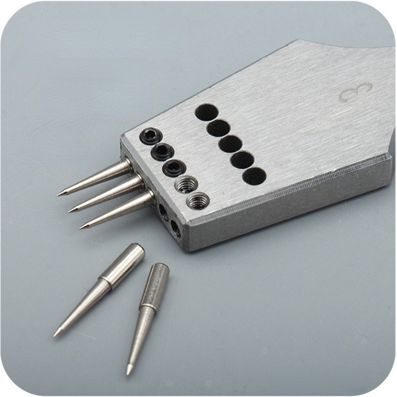 Sharp Head Round Hole Puncher Stainless Steel DIY Handle Row Punching Tools Replaceable Head Leather Tools