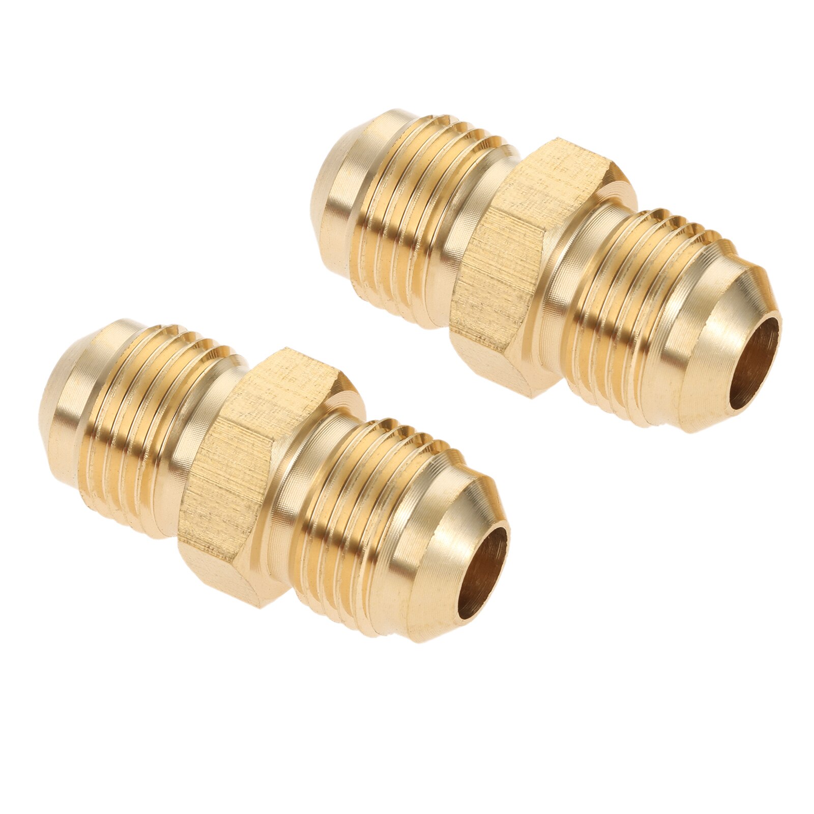 2 Pcs 3/8" Male Flare Thread Coupling Fittings Propane BBQ Grill Brass Union Adapter (3/8" Male Flare x 3/8" Male Flare)