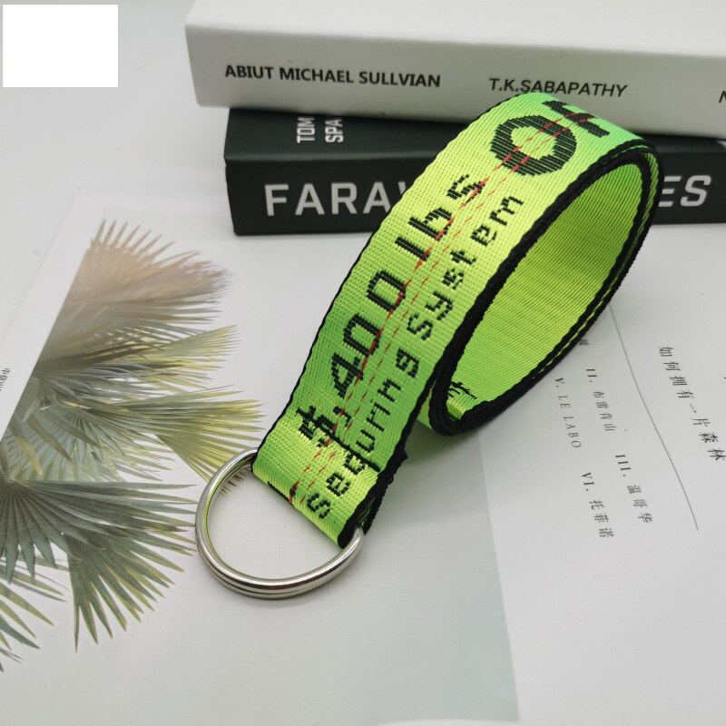 Ceinture en toile à boucle Double D unisexe, lettre punk style pour adolescent, large et longue sangle de taille, pantalon en jean pour adulte: green