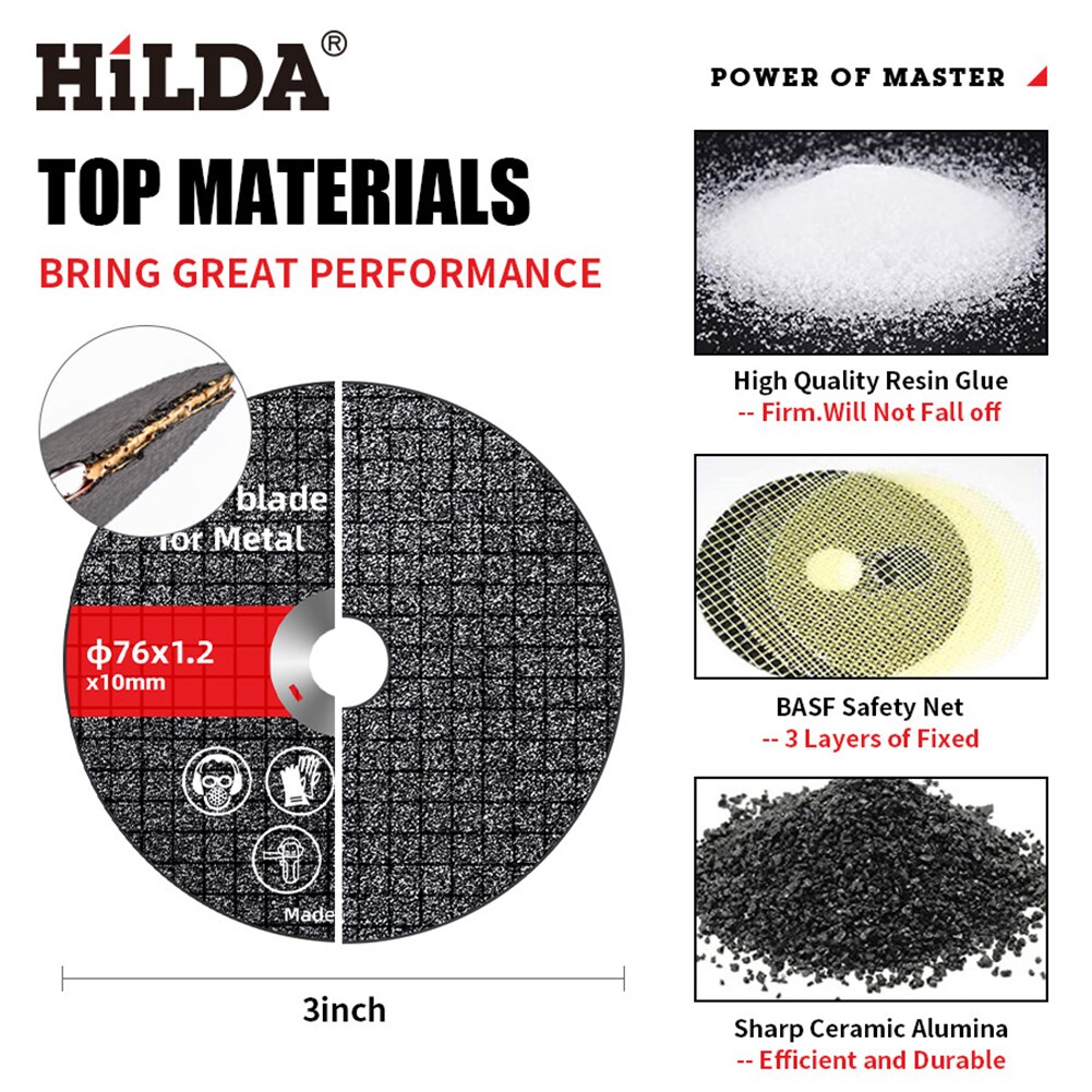 1/10pcs 76mm Metal Cutting Discs Cut Off Wheels Grinding Discs Wear Resistance Angle Grinder Wheel Power Double Net Cutting Disc