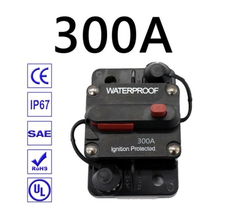 BYGD Afbryder - 30A-300A - Vandtæt Reset Sikring - 12-48V DC til Bil, Båd: Blå