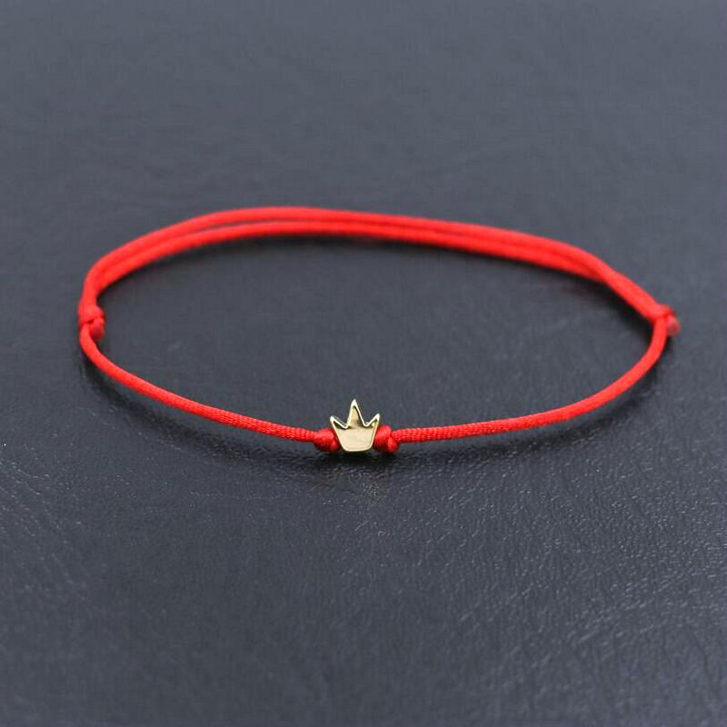 Coeur étoile couronne Simple fil rouge chaîne Bracelet pour femmes hommes bijoux faits à la main: red crown