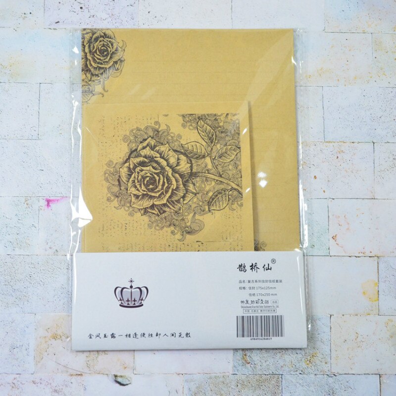 Romantic Rose Letter Paper Envelope Message Card Letter European Kraft Vintage Writing Love Paper Lettering Letter Set