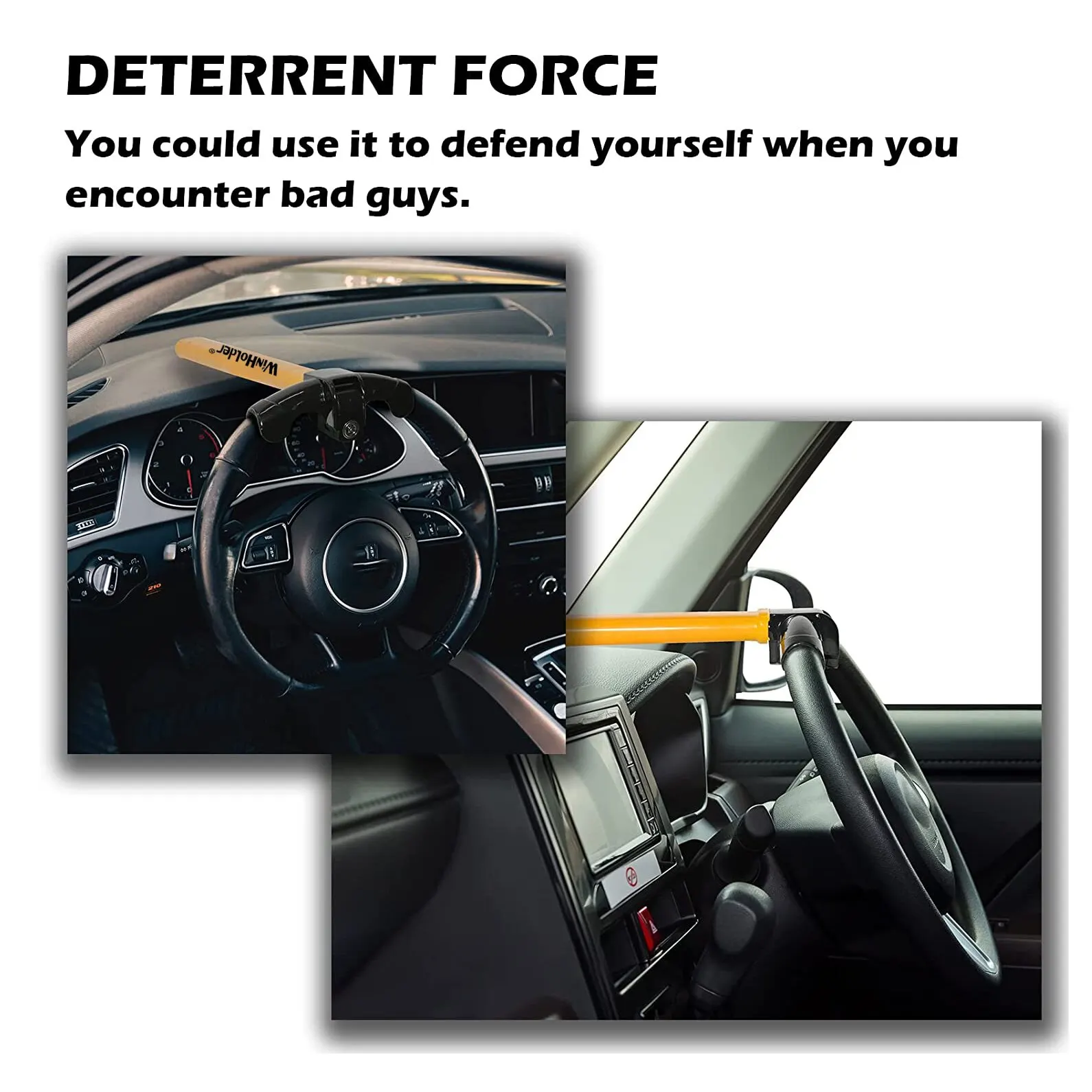 Universal Car Steering Wheel Lock Maximum Security Anti-Theft T-Bar Steering Wheel Immobiliser Vehicle Protection Device