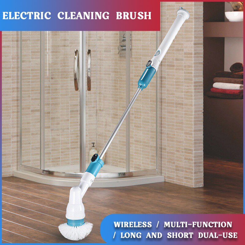 Electric Spin Extension Handle Scrubber Turbo Scrub Cleaning Brush Cordless Chargeable Bathroom Cleaner Adaptive Brush Tub