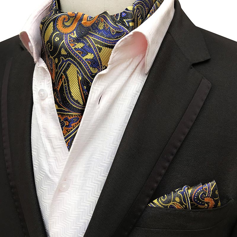 Lujosa corbata de seda Ascot de lujo para hombre, corbata para hombre, pañuelo para hacer corbatas, juegos de Cachemira Floral, bolsillo cuadrado, corbata para de boda: SMT-LJT01-18