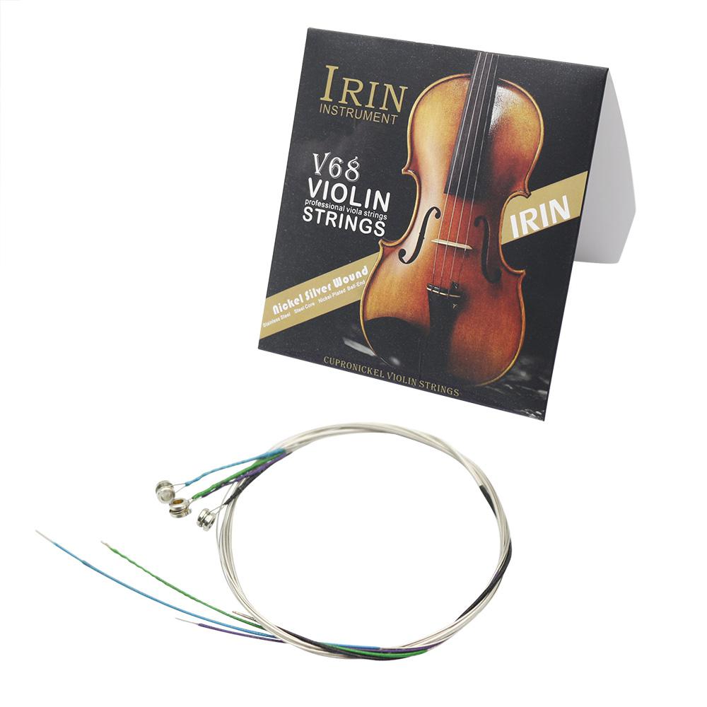IRIN 4pcs Violin Strings E-A-D-G Fiddle Strings Steel Core Nickel-silver Wound for 4/4 3/4 1/2 1/4 Violin Universal Full Set V68