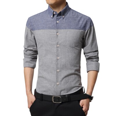 Neue lässig Männer Shirt Hemd Homme schlank passen Kleid Hemden Lange-Ärmel Sozial Hemd Plus Größe MC243: Grau / XL