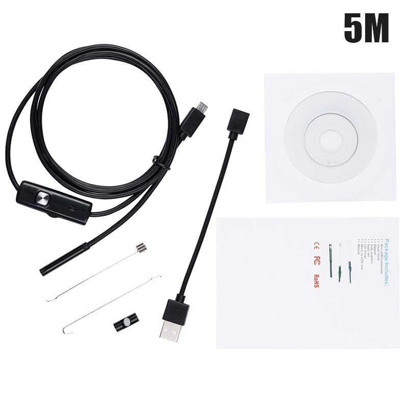 5.5Mm Industriële Endoscoop Camera Hd Usb Led Endoscoop Waterdichte Inspectie Borescope Voor Android Pc Hogard: 5m