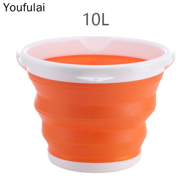 5c Bucket 10L/5L/3L Folding Water Bucket Collapsible Buckets Camping Outdoor Foldable Bucket Fishing Pot Durable Folding Bucket: 10LOrange