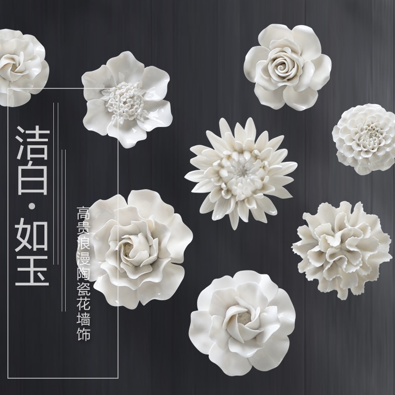 Handmade Three Dimensional Ceramic Flower Wall Decoration Plate Garden Home Decoration