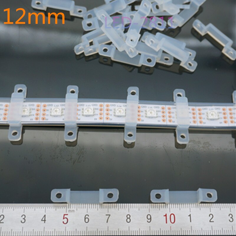 50-1000 Stuks Led Silicon Clip 8Mm/10Mm/12Mm Led Connectors Voor 3528 5050 WS2811 Rgbw Rgb 5050 Led Strip Licht