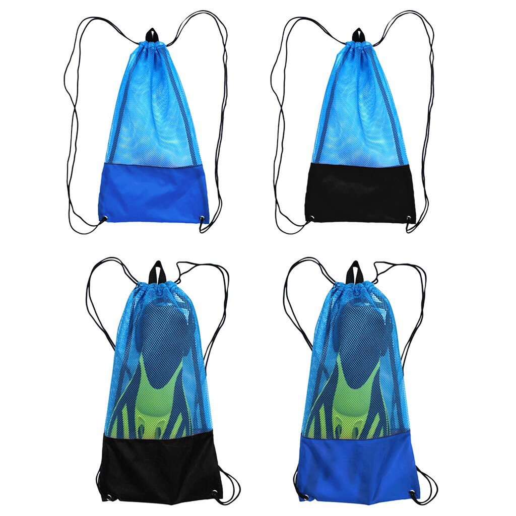 Lot 2 mesh gear bag schouderrugzak voor duiken, snorkelen, zwemmen, strand en sportuitrusting