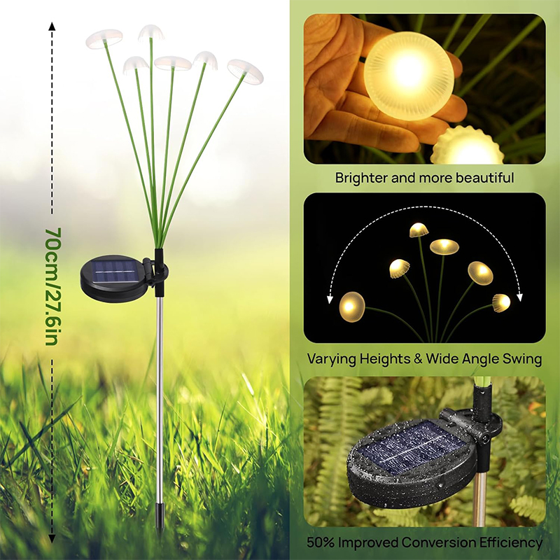 Luzes solares led jardim decorativo cogumelo medusa caminho balançar lâmpada solar para gramado ao ar livre quintal passarela pátio