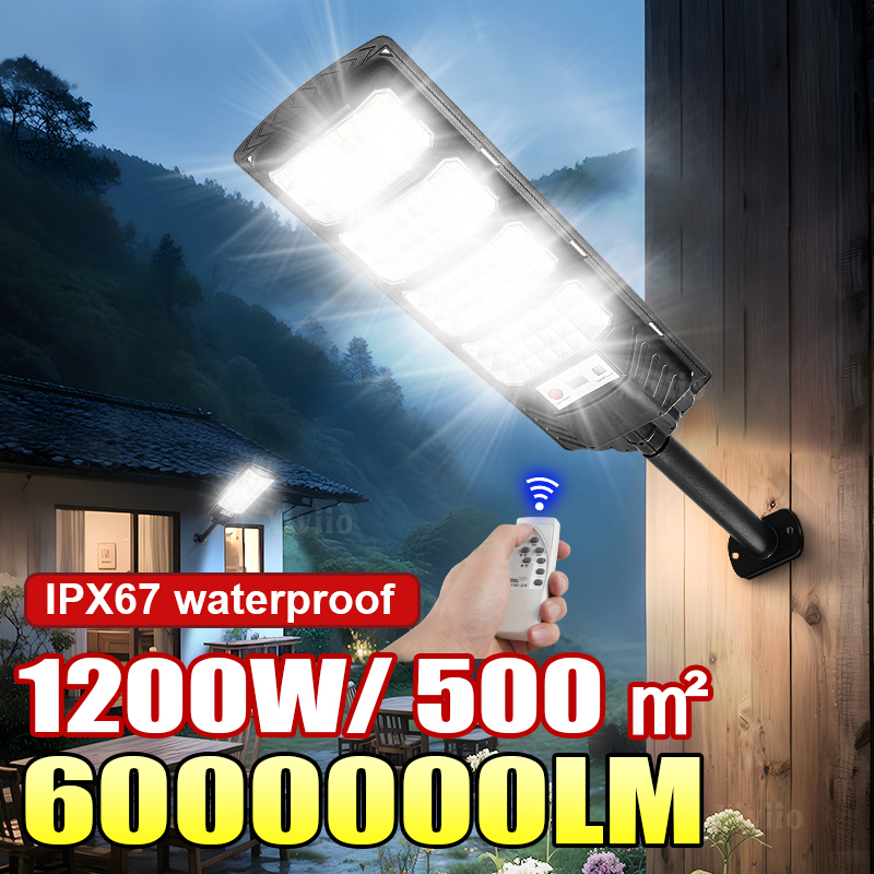 6000000lm krachtige led-lampen op zonne-energie 1200w buitenlamp op zonne-energie met bewegingssensor, waterdichte tuinlamp op zonne-energie, straatlantaarn.