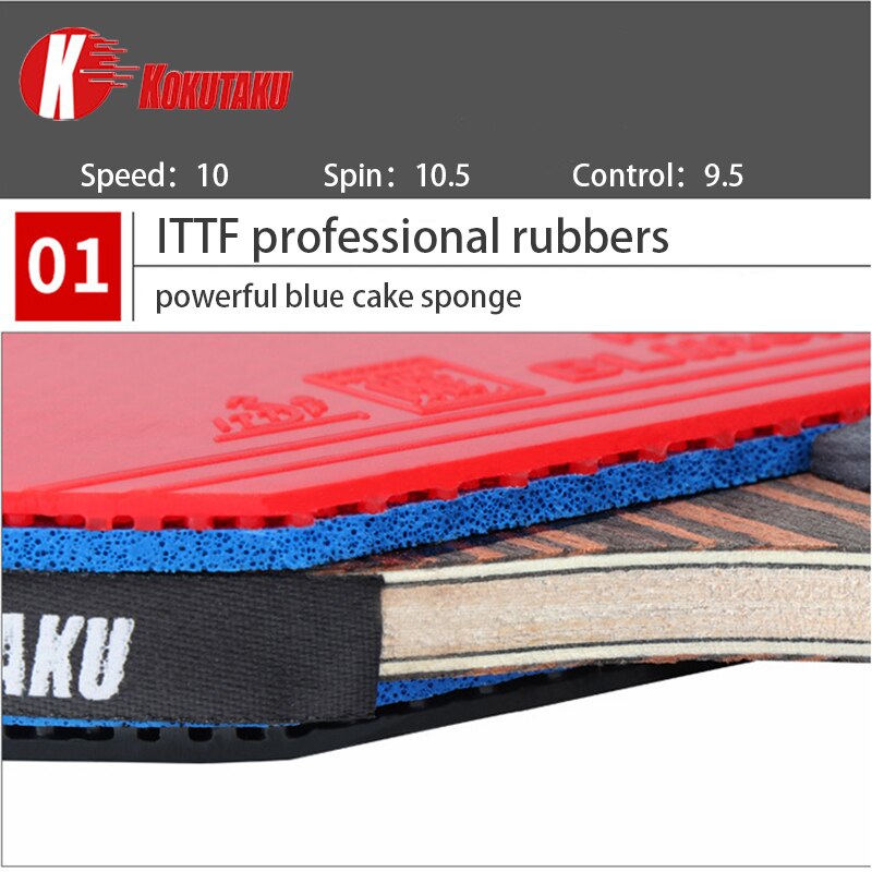 KOKUTAKU Table Tennis Racket ITTF 6 star Carbon Ping Pong Racket Blade Powerful Pips-in Rubber Tabletennis tenis Pingpong Bat