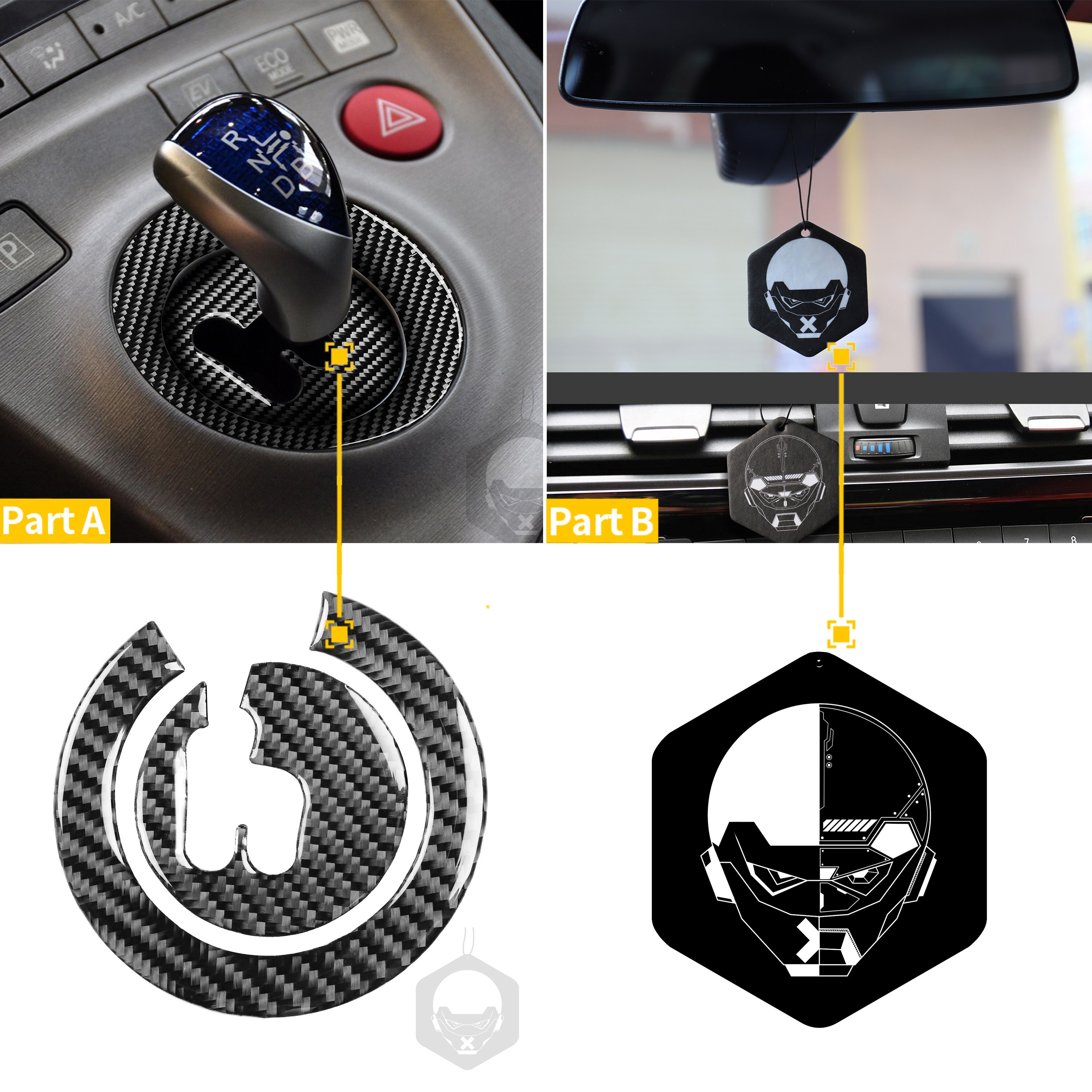 For Toyota Prius XW30 ZVW30 ZVW35 Carbon Fiber Gear Box Panel Base Cover Trim Shifter Insert Car Accessories