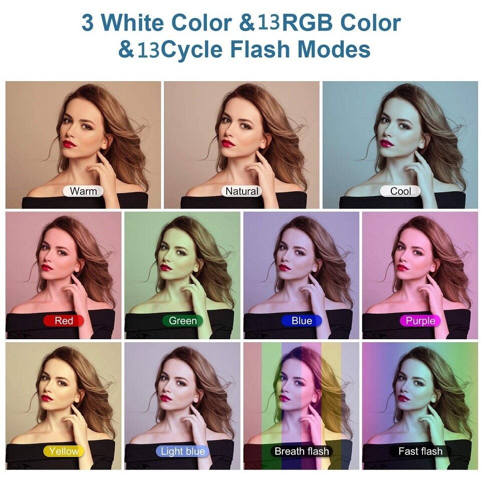 10in Led Kleur Selfie Ring Licht Rgb Fotografie Ringlicht Cirkel Vullen Licht Statief Lamp Telefoon Standhouder Trepied Make-Up