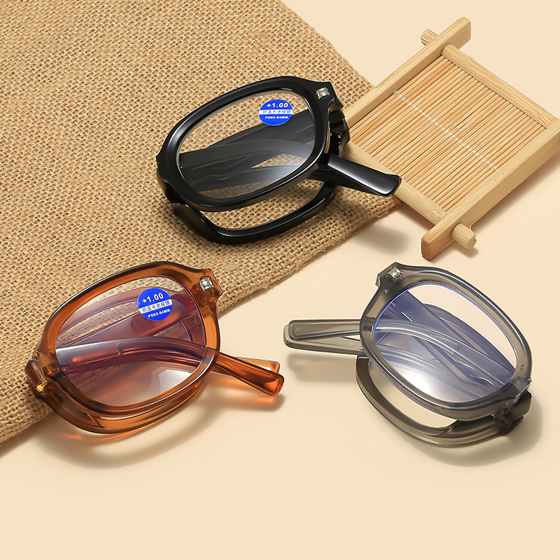 Mode Opvouwbare Leesbril Mannen Brillen Vrouwen Retro Elliptische Anti Blauw Licht Afgewerkt Recept Lenzenvloeistof + 1.0 + 1.5