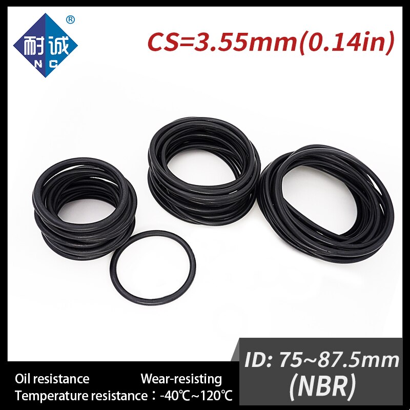 5PCS/lot Rubber Black NBR CS3.55mm ID75/77.5/80/82.5/85/87.5mm O Ring Gasket Oil resistant waterproof
