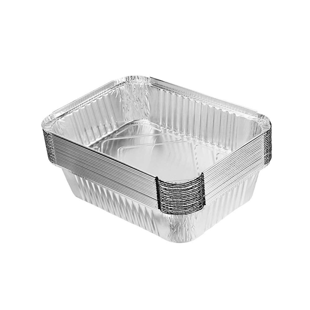 50 st 630ml engångsgrill med droppformar bricka aluminiumfolie matlåda fettfångare kastruller med lock