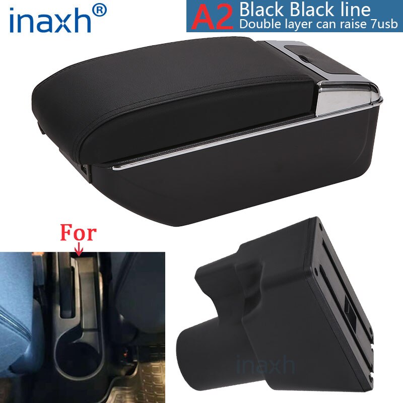 For Kia Picanto Armrest Box Picanto 3X-Line interior Retrofit parts car accessories Storage box car armrest No punching: A2 Black black 7USB